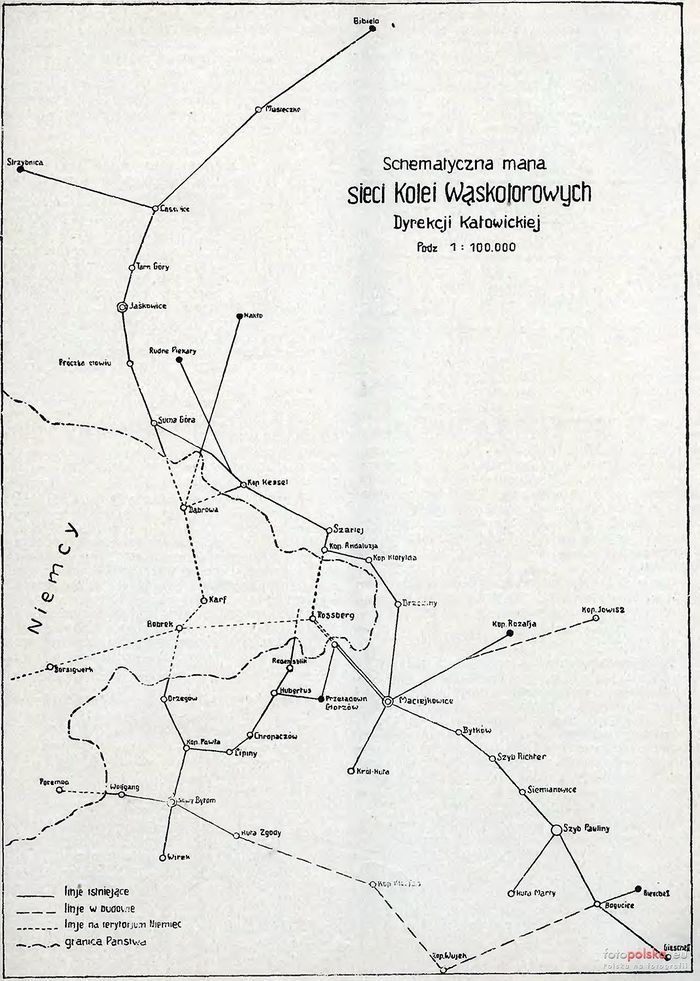 Schematyczna mapa sieci kolei wąskotorowych dyr katowickiej 1929.jpg